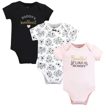 Hudson Baby Unisex Baby Cotton Bodysuits, Mom Dad Toile, 9-12 Months