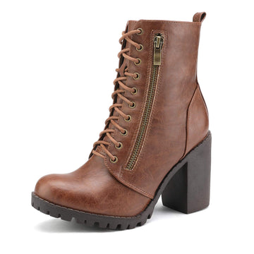 Dream Pairs Womens Tan Chunky Heel Ankle Booties Size 95 B(M) Us Sliverado