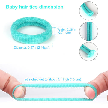 300Pcs Kids Toddler Hair Ties For Girls - Cotton Baby Hair Ponytail Holders - Tiny Seamless Elastic Hair Bands, Enough Soft And