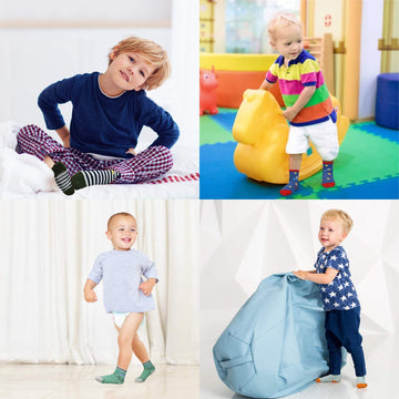 Skibeaut Toddler Socks, Non Slip Kids Socks With Gripper Boys Grips Socks Girls Grippy Socks For 3-5 Years Old,12 Pairs
