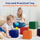 Foam Building Toys for Toddlers: 6Pcs Waterproof PU Leather Soft Foam Blocks - Colorful Large Stacking Blocks - Early Learning C