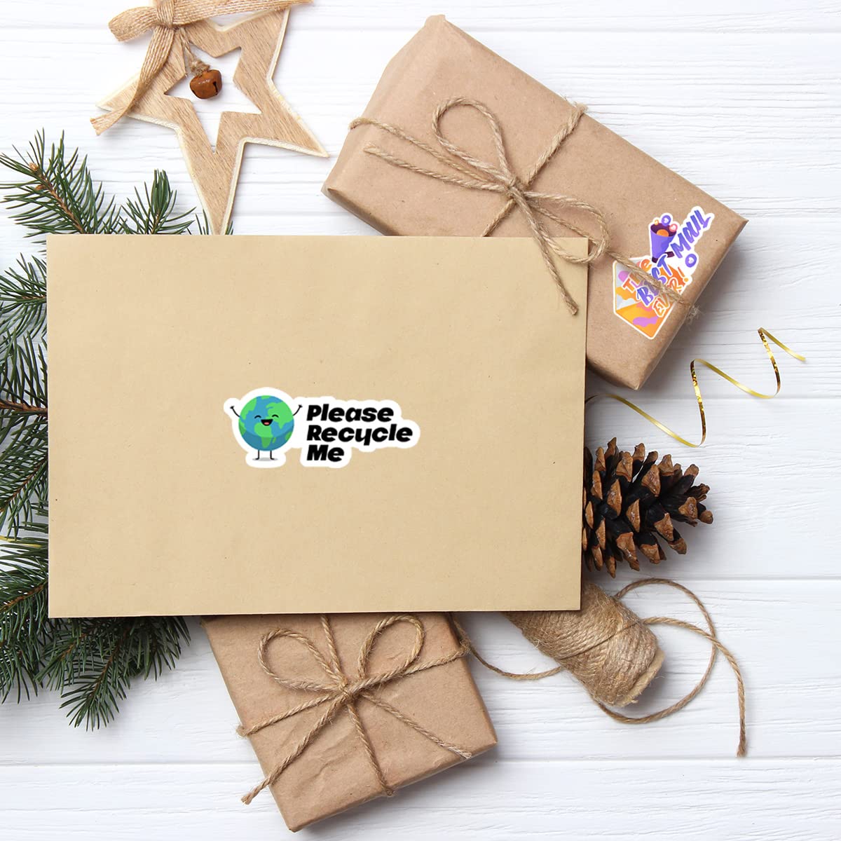 Cute Small Business Stickers,Funny Please Recycle Me Small Business Stickers, Reused Box, Recycling Label, Packaging Stickers, M
