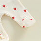 Filgriox My First Valentines Day Baby Girl Outfit Newborn Footie Romper Heart Bodysuit + Headband Infant One Piece Outfit (Rose