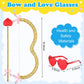Costume Set, Cupid Bow And Arrow Feather Wings Headwear Arrows Bow Valentine Heart Rimless Sunglasses For Kids 4+ (Fresh Style)