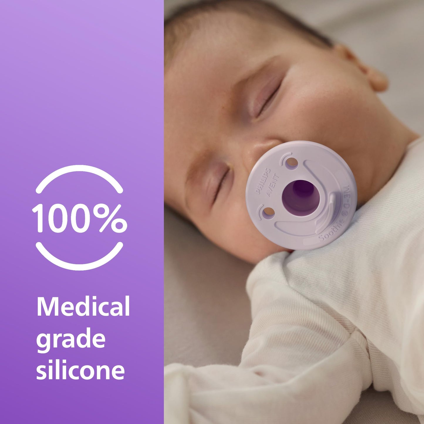 Philips Avent Soothie 0-3 Months Orthodontic Baby Pacifiers, 100% Silicone Pacifiers, One Piece, Bpa-Free, 2 Lilac And 2 Pink, 4