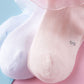 Domii Toddlers Girls Socks With Ruffles Baby Lace Ankle Socks With Bowknot Eyelet Frilly Mesh Socks 3-Pack Blue White And Pink S