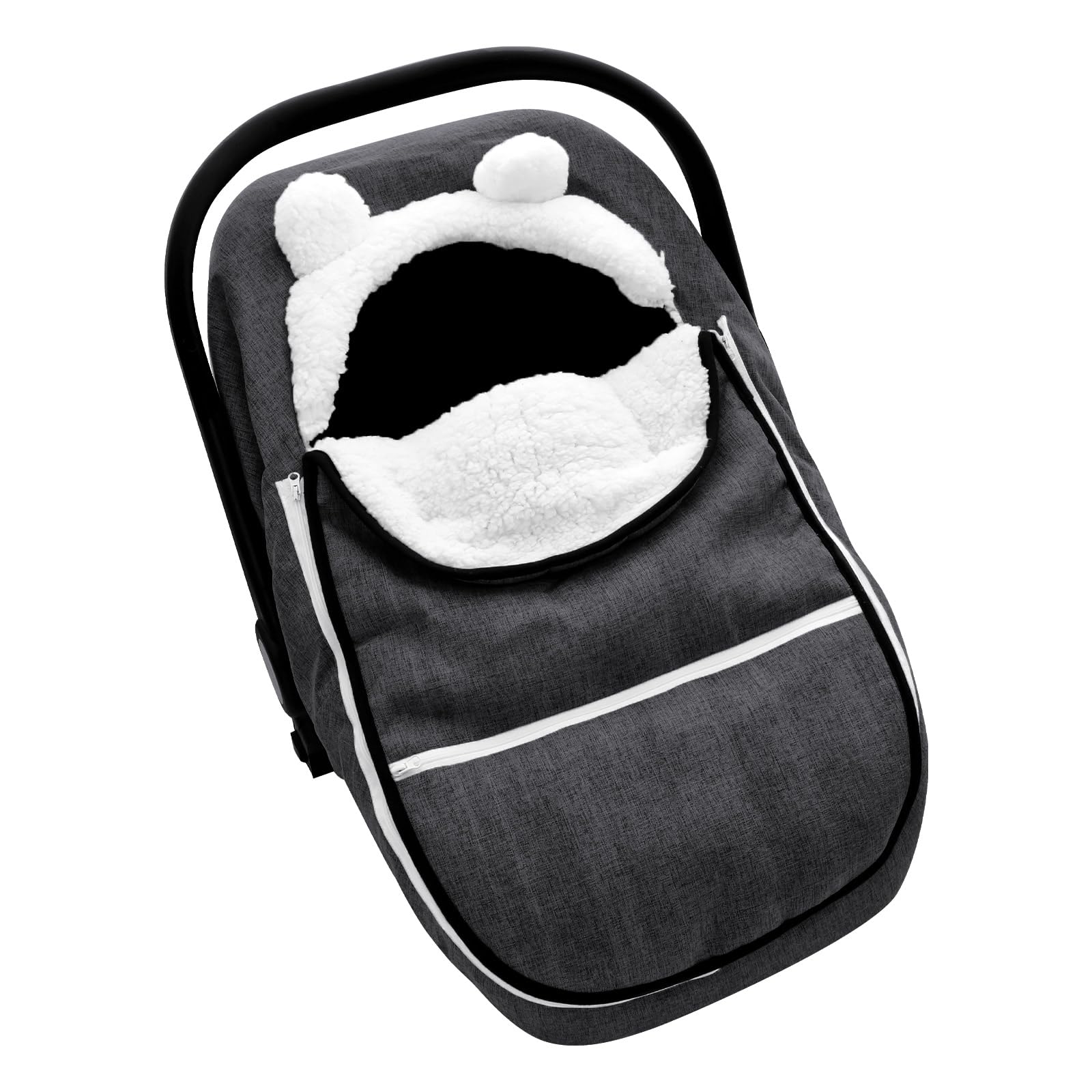 Winter Carseat Cover For Baby Girl Boy, Super Warm & Windproof Baby Car Seat Cover Protect Baby From Cold Weather, Plush Fleece