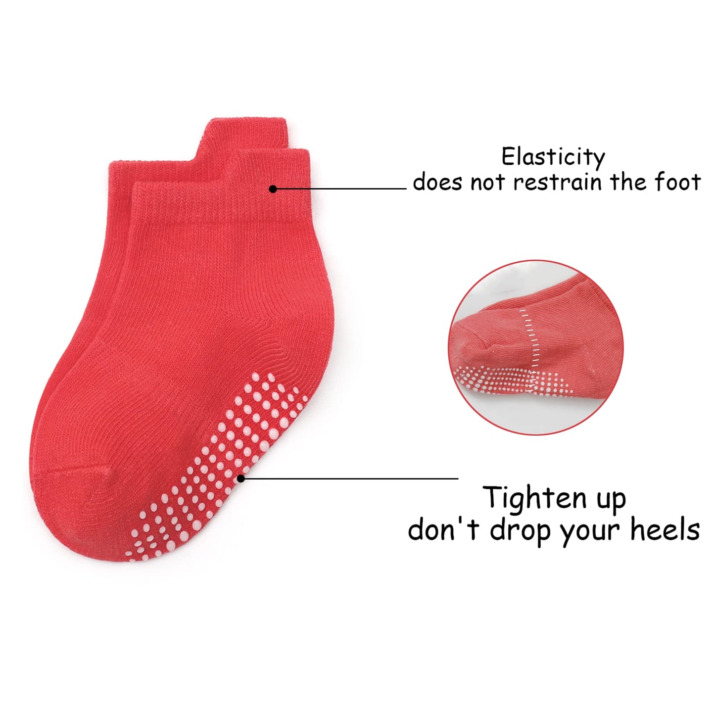 Qiyiendian 6 Pairs Non Slip Cozy Warm Ankle/Low Cut Socks With Grips For Baby Infant Toddler Kids Boys Girls(6-Multicolor A,3-5T