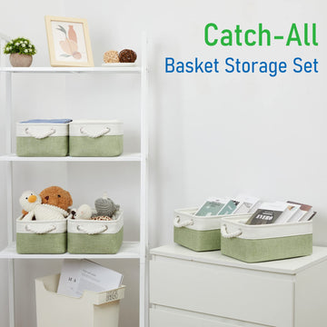 Bidtakay Small Baskets For Organizing Linen Closet Storage Baskets Set Of 6 Decorative Storage Bins For Shelves Cute Rectangular