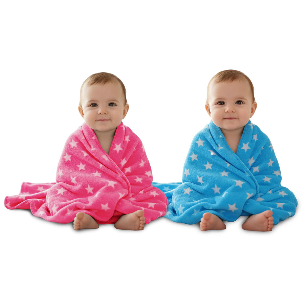Oyo Baby Soft Fleece Baby Blanket With Star Print Blue| Newborn Swaddle Wrap | Ultra Cozy, Lightweight & Breathable | Infant Bed