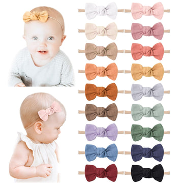 Niceye Baby Girl Bows And Headbands, Handmade Stretchy Nylon Hairbands Hair Bows For Newborn, Infant, Toddler - Soft Baby Hair A