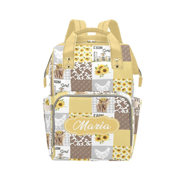 Noverbibi Highland Cow Personalized Diaper Bag with Custom Name - Custom Baby Tote Backpack for Mom, Unique Gift for New Parents