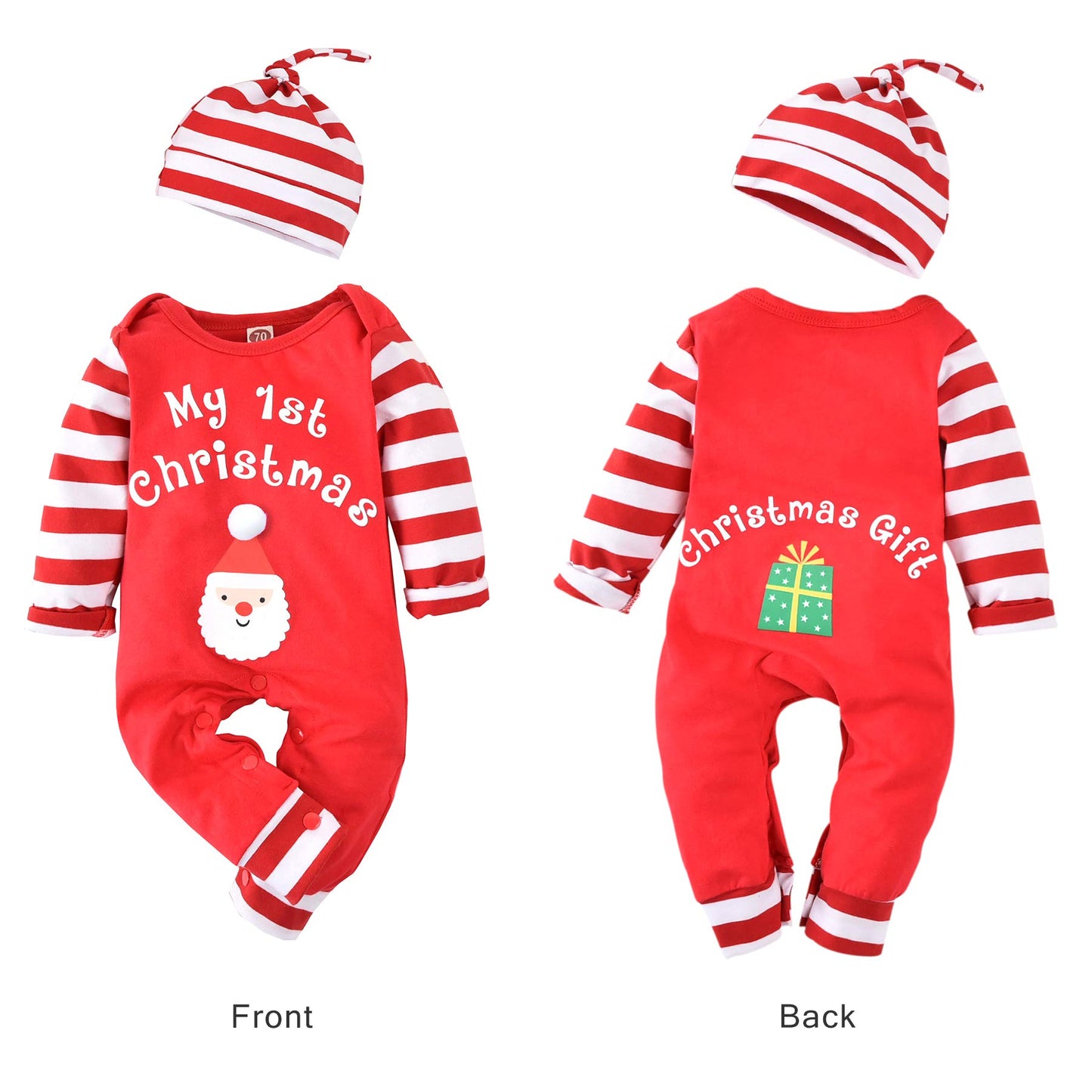 Aalizzwell Infant Baby Boys Girls First Christmas Outfit Xmas Romper Santa Clothes My (Red, 0-3 Months)