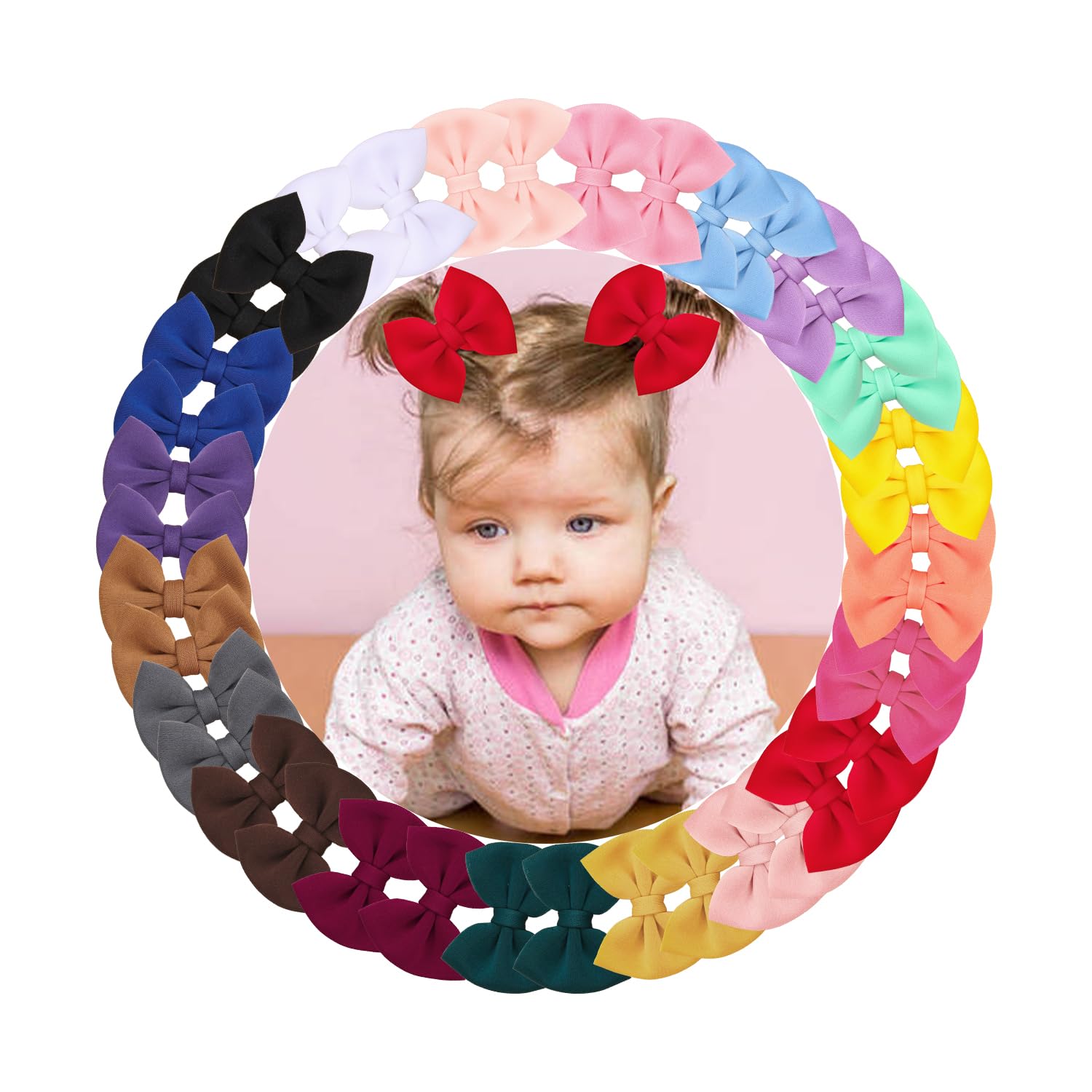 Puff Fabric Hair Bows With Alligator Clips, 40 Pieces (20 Pairs) For Baby Girlstoddlers Kids Children Adults