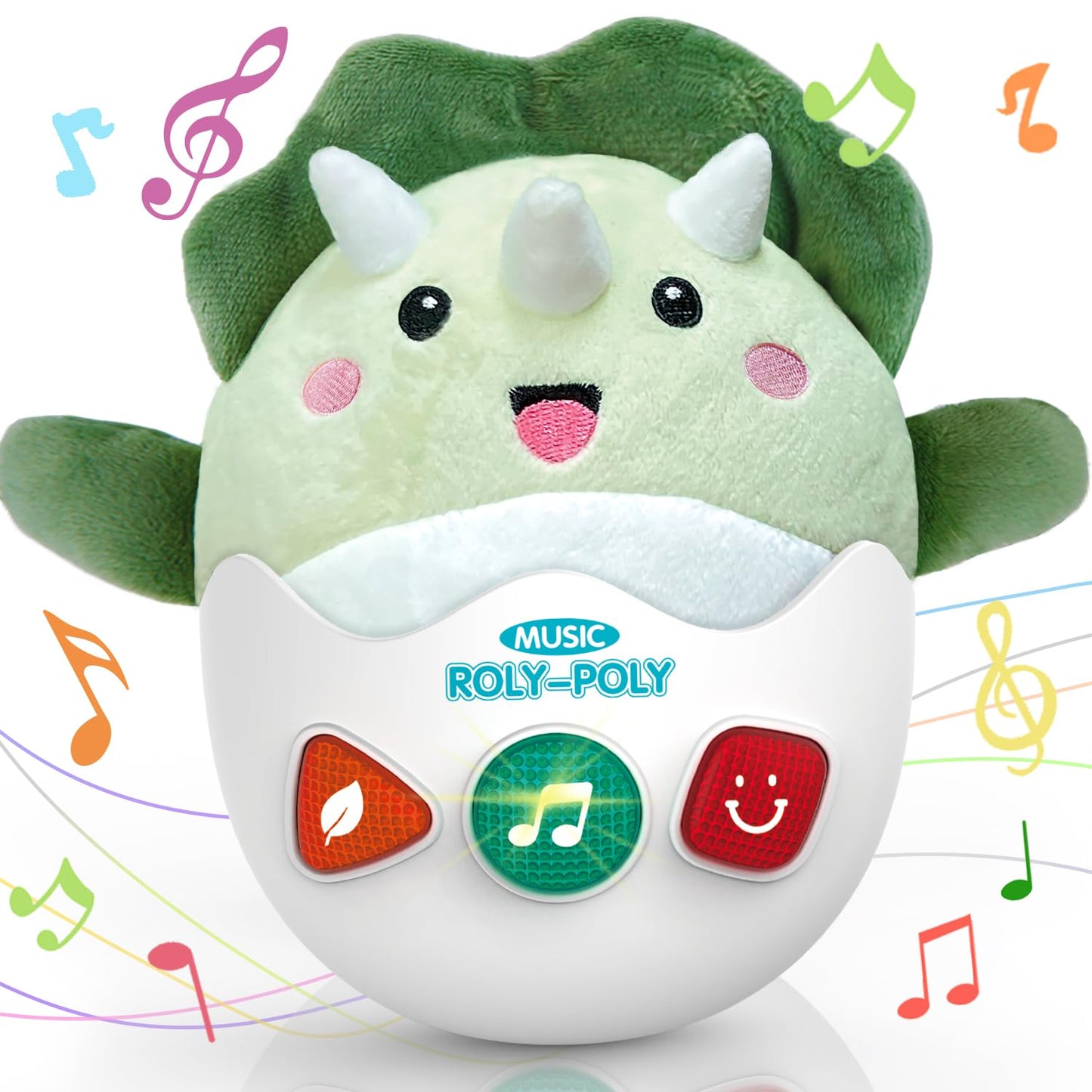 Baby Dinosaur Toys 0-3-6-12 Months, Musical Infant Toys with Light & Sounds, Soft Plush Stuffed Animal, Newborn Boys Girl 1st Bi
