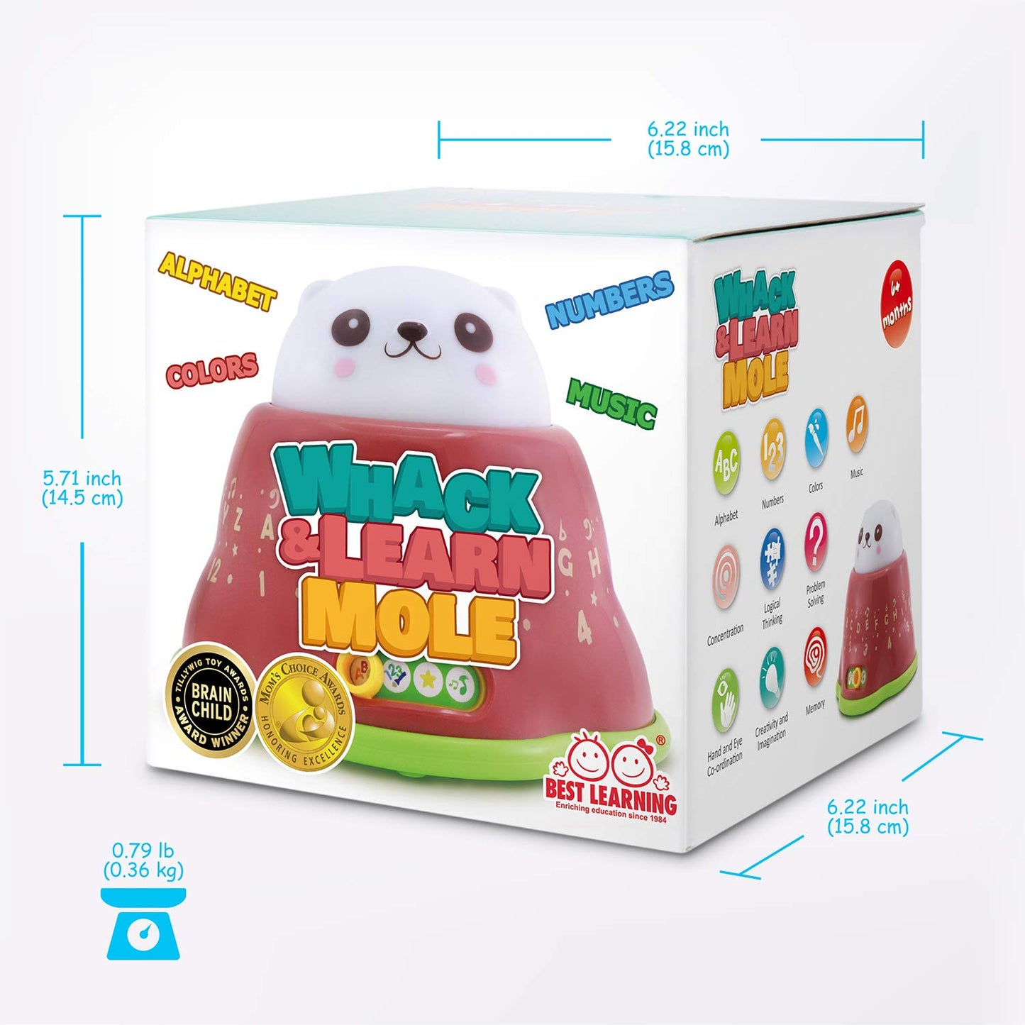 BEST LEARNING Whack and Learn Mole - Educational Interactive Light-Up Toy for Infants Babies Toddlers for 6 Month and up - First