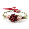 PoshMyra Flower Crown for Girls Floral Headpieces Kids Headband Wedding Halo Hair Pieces Children Hair Wreath Photo Prop (Burgun