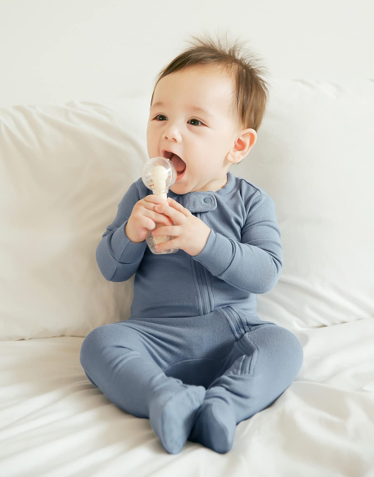 Vaenait Baby Toddler Boys Girls Solid Footie Pajama Cozy Modal Powderblue 6-9M