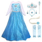 Jerrisapparel Princess Dress Queen Costume Cosplay Dress Up With Accessories (6-7, Blue With Accessories)