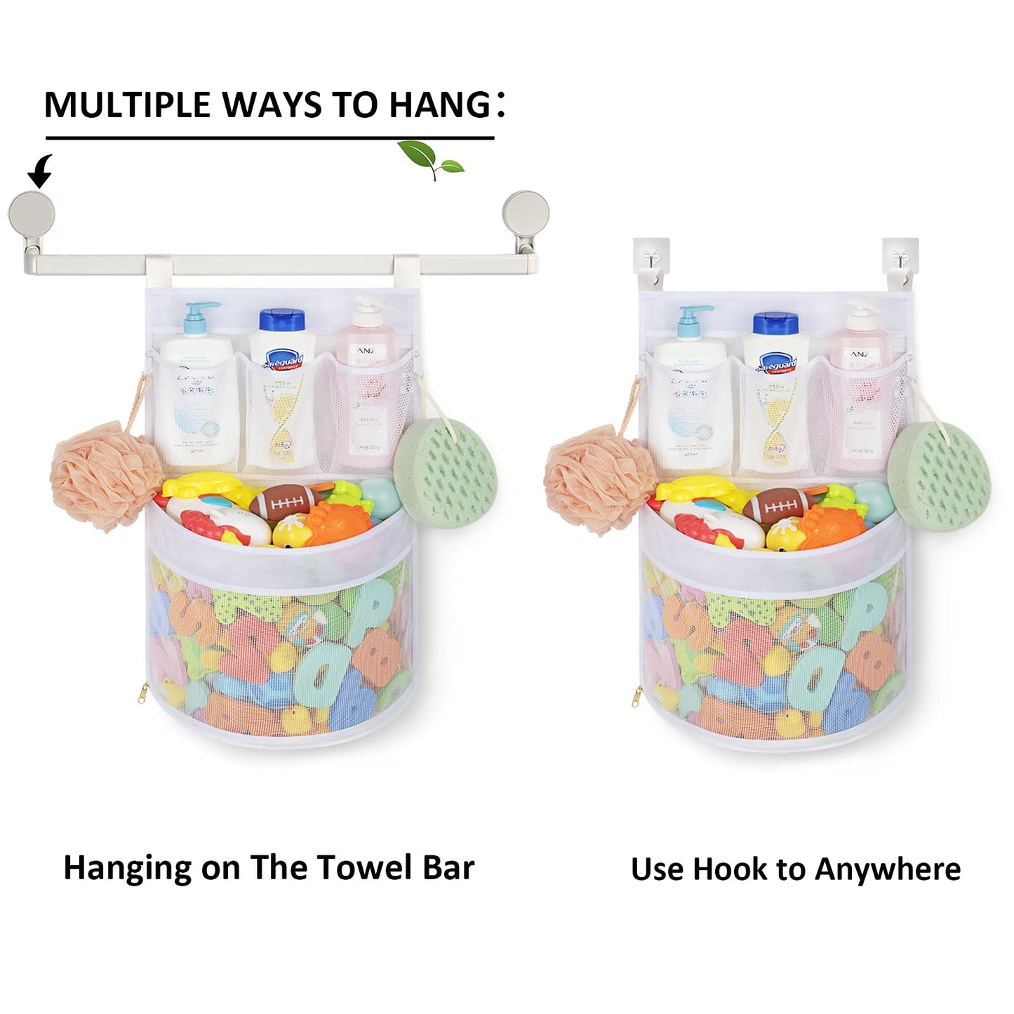 Baby Bath Toy Organizer, quick drying, and mould proof, Multiple-Suspension Bath Toy Holder, Large Capacity Multi Use Bathtub To
