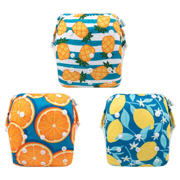 Babygoal Baby Boy Swim Diapers 3 Pack For 8M-3T Babies And Toddlers, Reusable Adjustable Washable For Swimming Lessons-Pineapple
