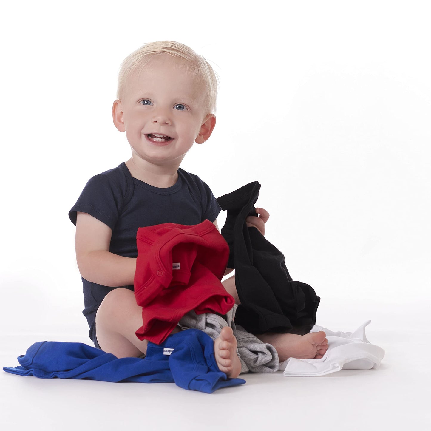 Gerber Unisex Baby 5 Pack Onesies Multi-Packs Bundle Interlock 180 Gsm Shirt, Navy, 24 Months Us