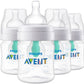 Philips Avent Anti-Colic Bottle with AirFree Vent, 4oz, with Flow 1 Nipples, 0m+, 4pk, Clear, SCY701/04 (Pack of 6)