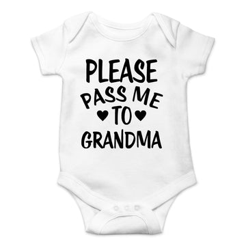 Cbtwear Please Pass Me To Grandma Baby Bodysuit Funny Infant Outfit Cute Newborn Clothes Unisex Romper (12 Months, White)