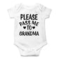 Cbtwear Please Pass Me To Grandma Baby Bodysuit Funny Infant Outfit Cute Newborn Clothes Unisex Romper (6 Months, White)