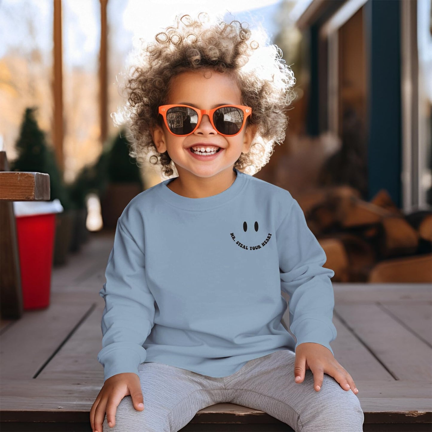 Boutikome Valentines Day Sweatshirt Toddler Baby Boy Mr. Steal Your Heart Shirts Long Sleeve Pullover Spring Tops Clothes(Blue,5