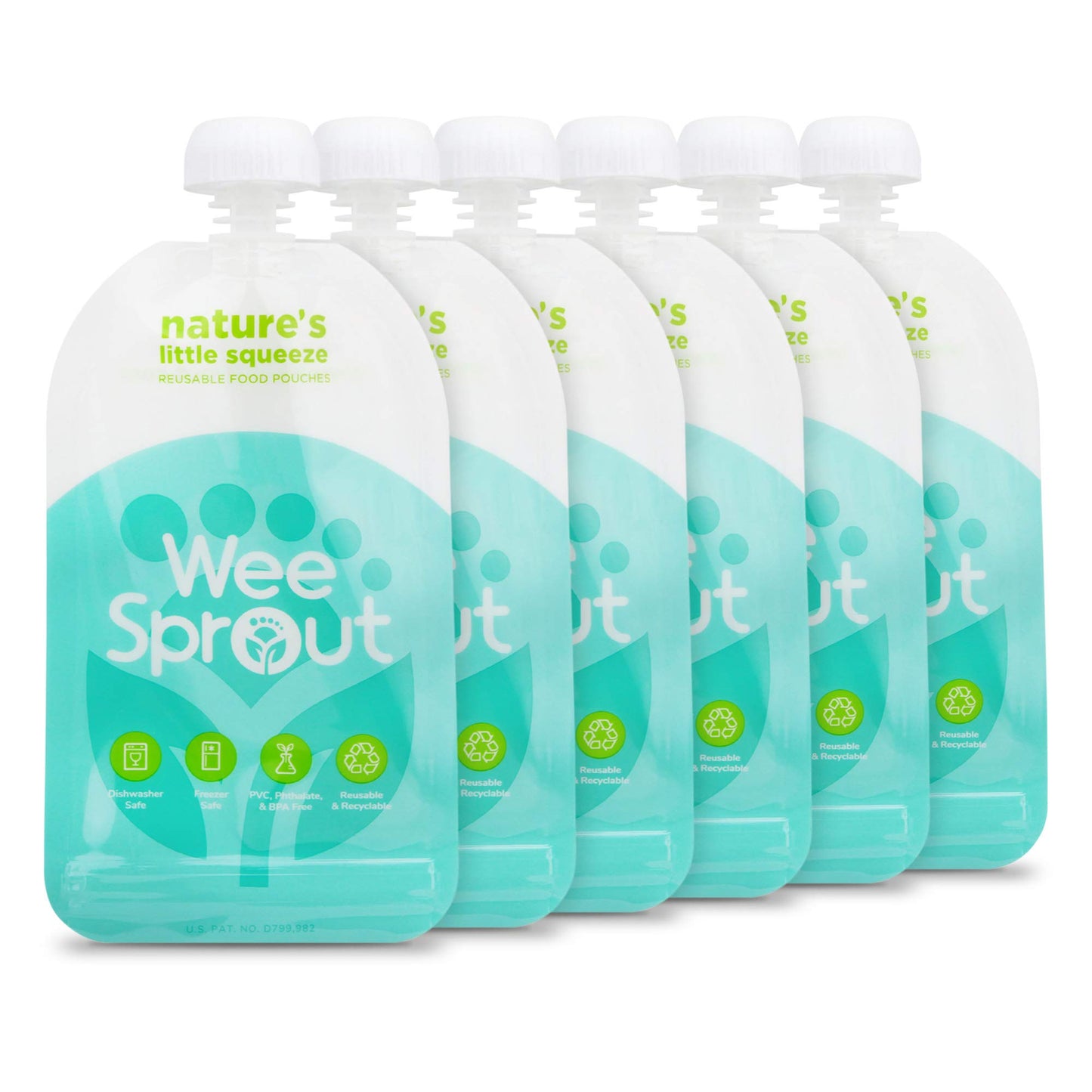 Weesprout Double Zipper Reusable Food Pouches (5 Fl Oz, Blue)
