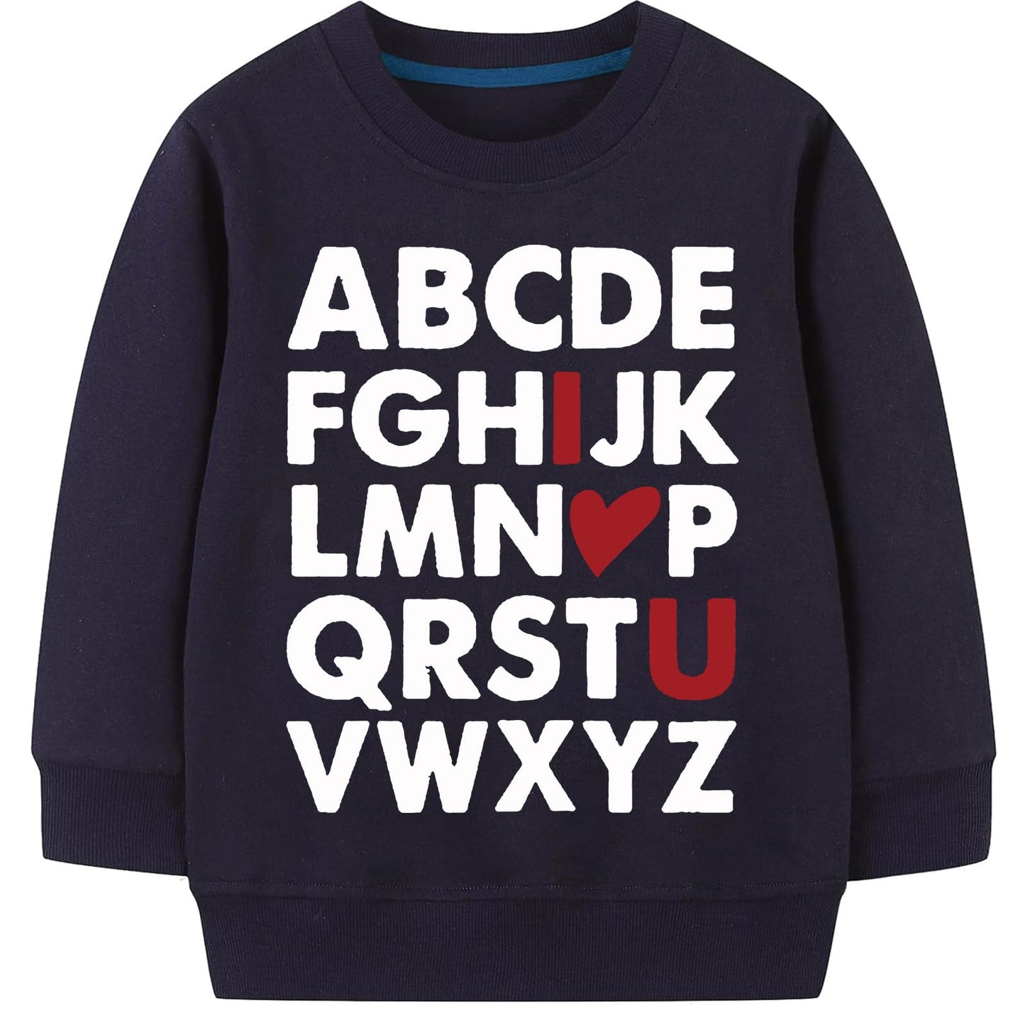 Sineeko Valentines Sweatshirts Toddler Boys Girls Valentine'S Day Abc I Love U Heart Graphic Shirt Kids Long Sleeve Tops 4T