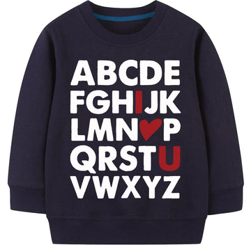 Sineeko Valentines Sweatshirts Toddler Boys Girls Valentine'S Day Abc I Love U Heart Graphic Shirt Kids Long Sleeve Tops 4T