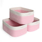 HONCESTA Pink Storage Baskets for Organizing, 3 Pack Woven Cotton Rope Storage Bins for Shelves, Small Cube Toy Box, Baby Nurser