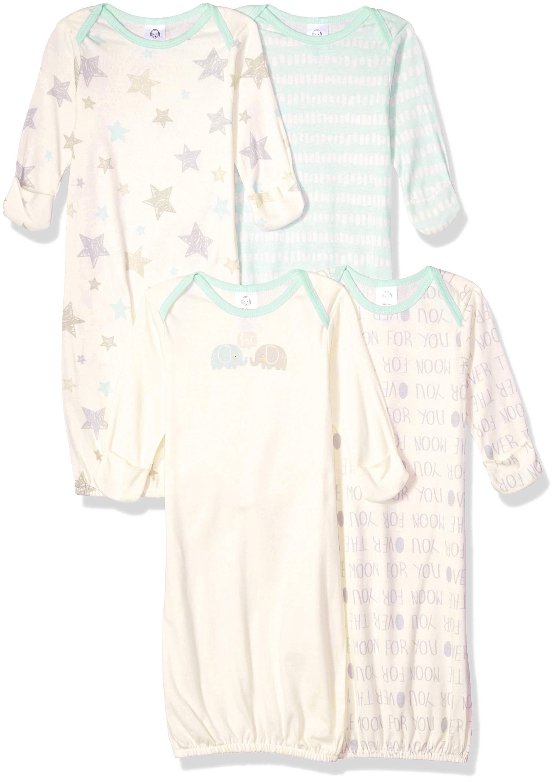 Gerber Unisex Baby Boy And Girls 4-Pack Sleeper Gown Elephants Preemie