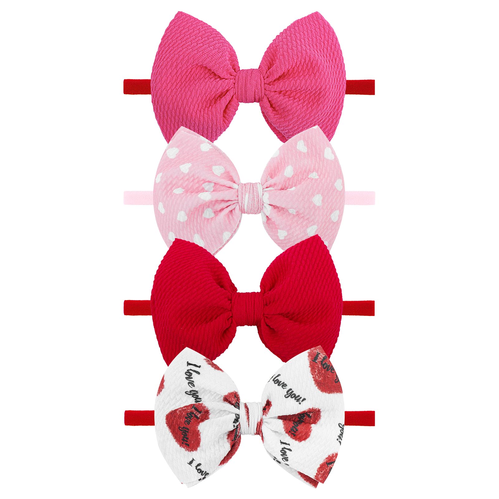 Yanjie Valentines Baby Girl Headbands Bows Red And Pink Baby Hair Bows Newborn Headbands Heart Red Baby Bow Wide Hairbands Valen