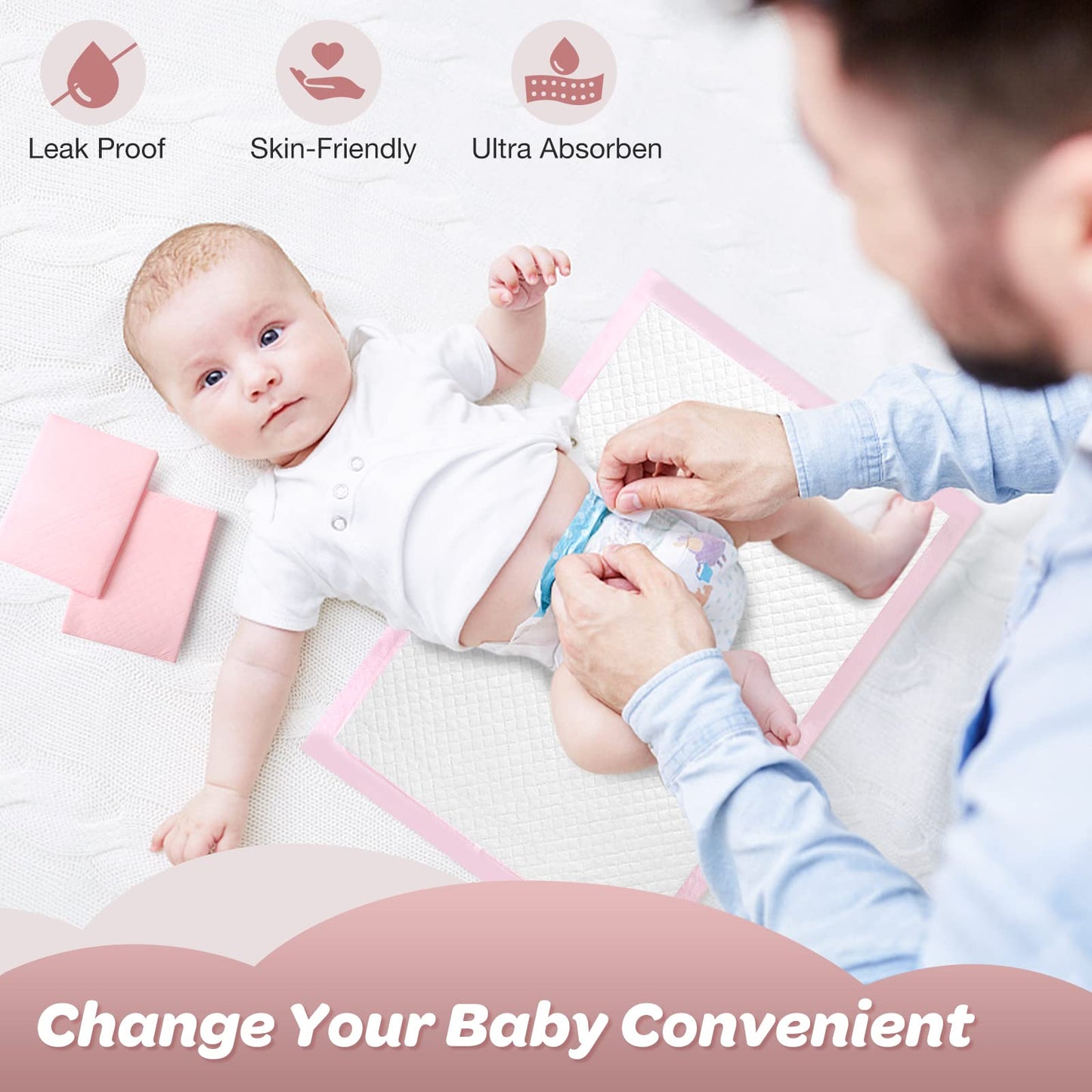 Disposable Changing Pad Liners Pack Of 100 Baby Incontinence Changing Pads Diaper Underpads Ultra Soft Super Absorbent Waterproo