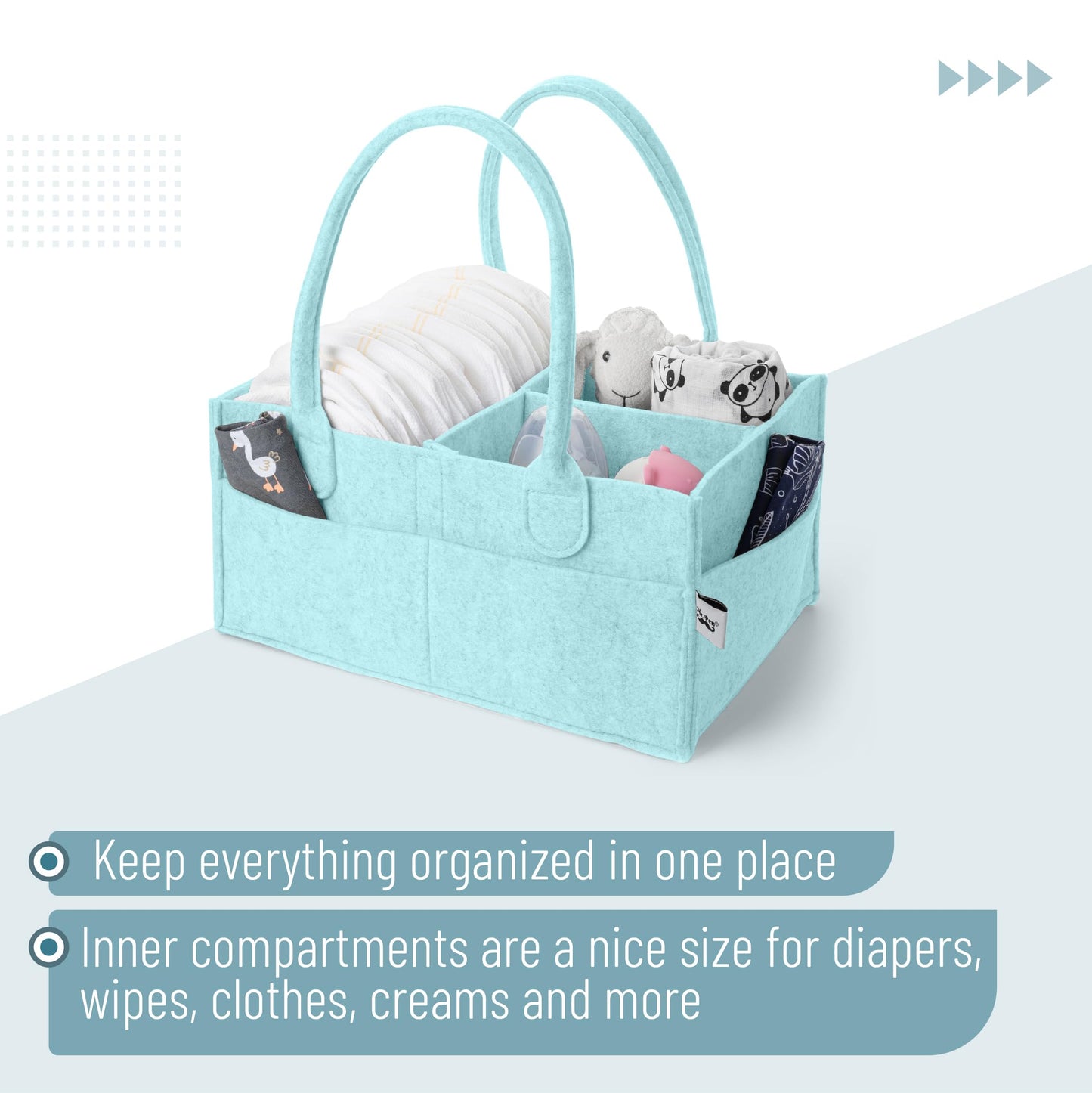 Mr. Pen- Baby Diaper Caddy Organizer, Mint Whisper, Baby Caddy Organizer With Handle, Compact Size, Collapsible & Portable