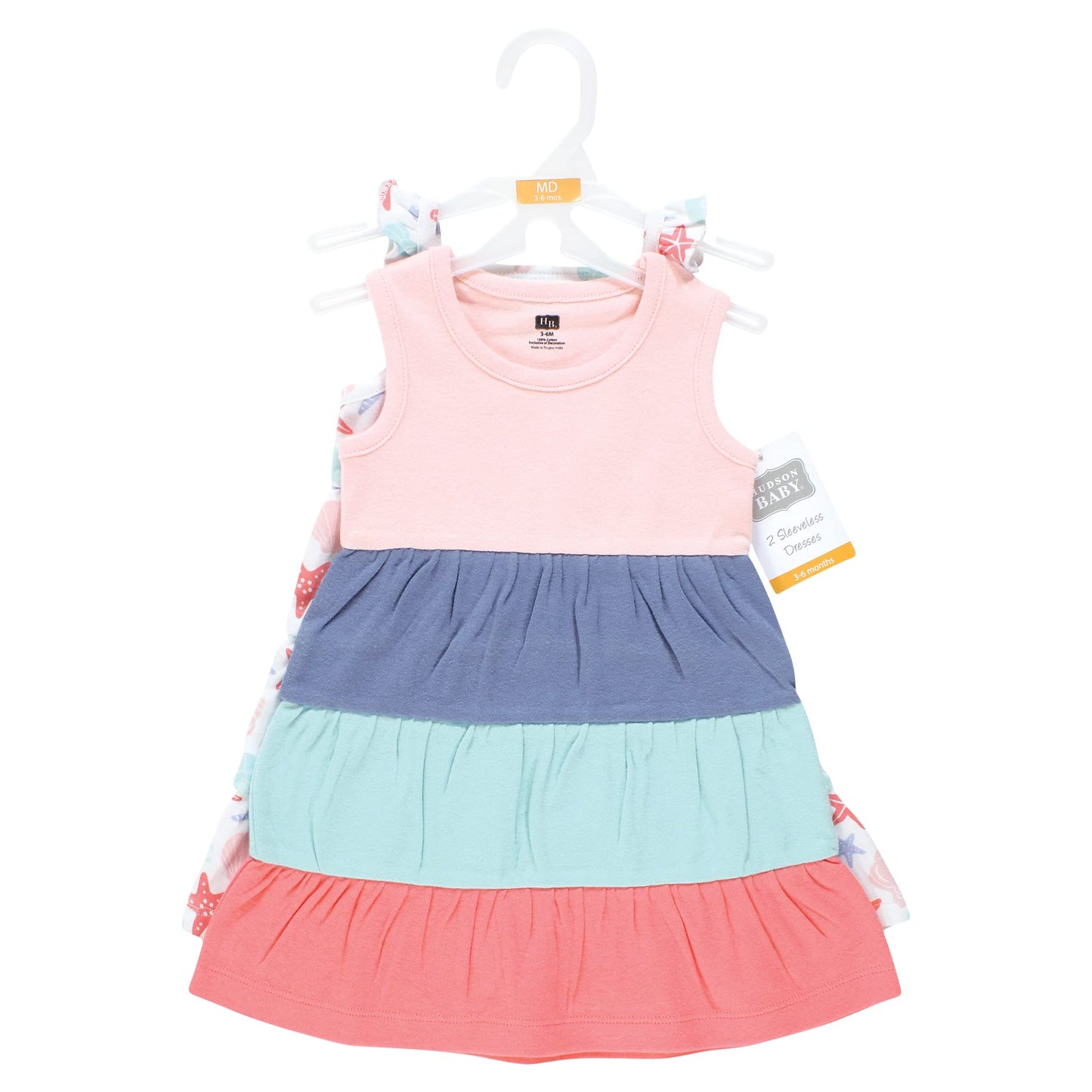 Hudson Baby Baby-Girls Cotton Dresses, Multicolor Sea Shells, 3-6 Months