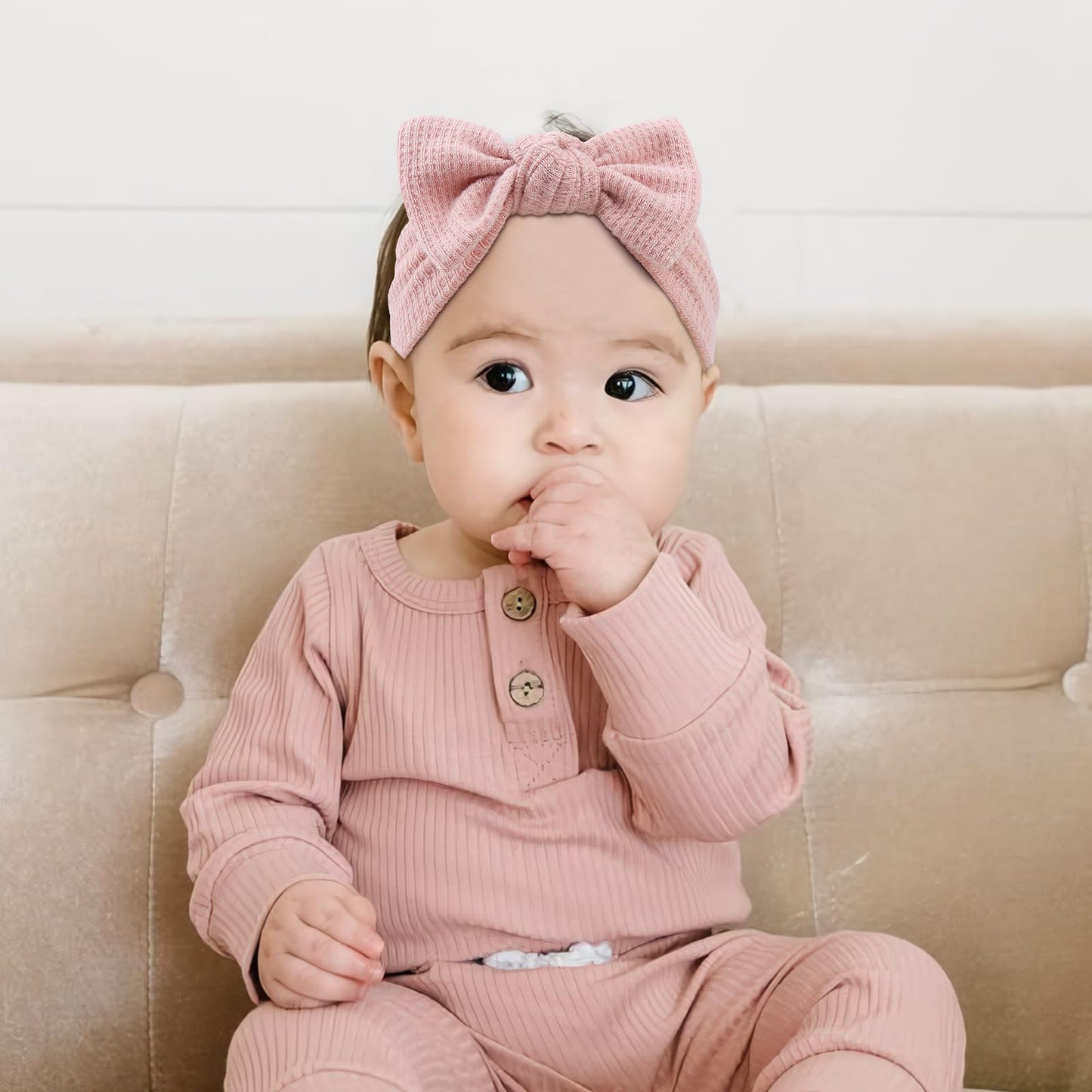 Oneninedream 3Pcs Baby Girls 4 ' Hairband With Bows, Soft Headwraps Hair Accessories For Infant Toddler, 1 Count (Pack Of 3), B