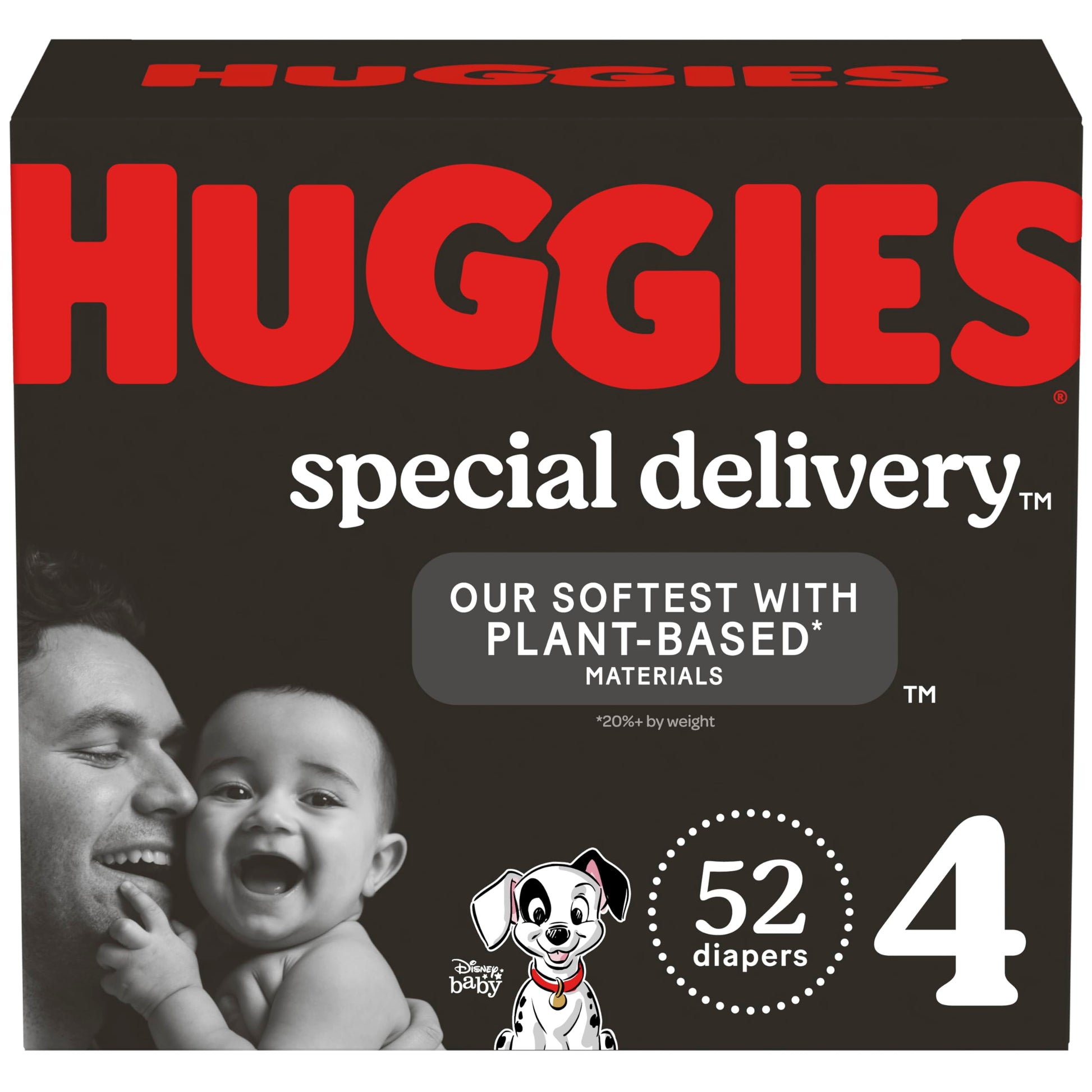 Huggies Special Delivery Hypoallergenic Baby Diapers Size 4 (22-37 Lbs), 52 Ct, Fragrance Free, Safe For Sensitive Skin