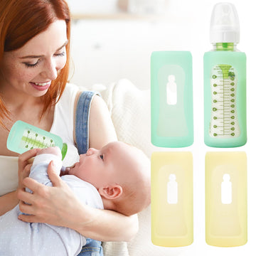 Purekra 4Pcs Silicone Baby Bottle Sleeves For Dr. Brown Bottles 8 Oz, Silicone Bottle Covers Replacement For Dr. Brown Glass Bot