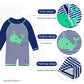 Uideazone Infant Boy Blue Striped Swimsuit 3Mo Long Sleeve One Piece Rash Guard Bathing Suit With Hat Upf 50+ Sun Protection Swi