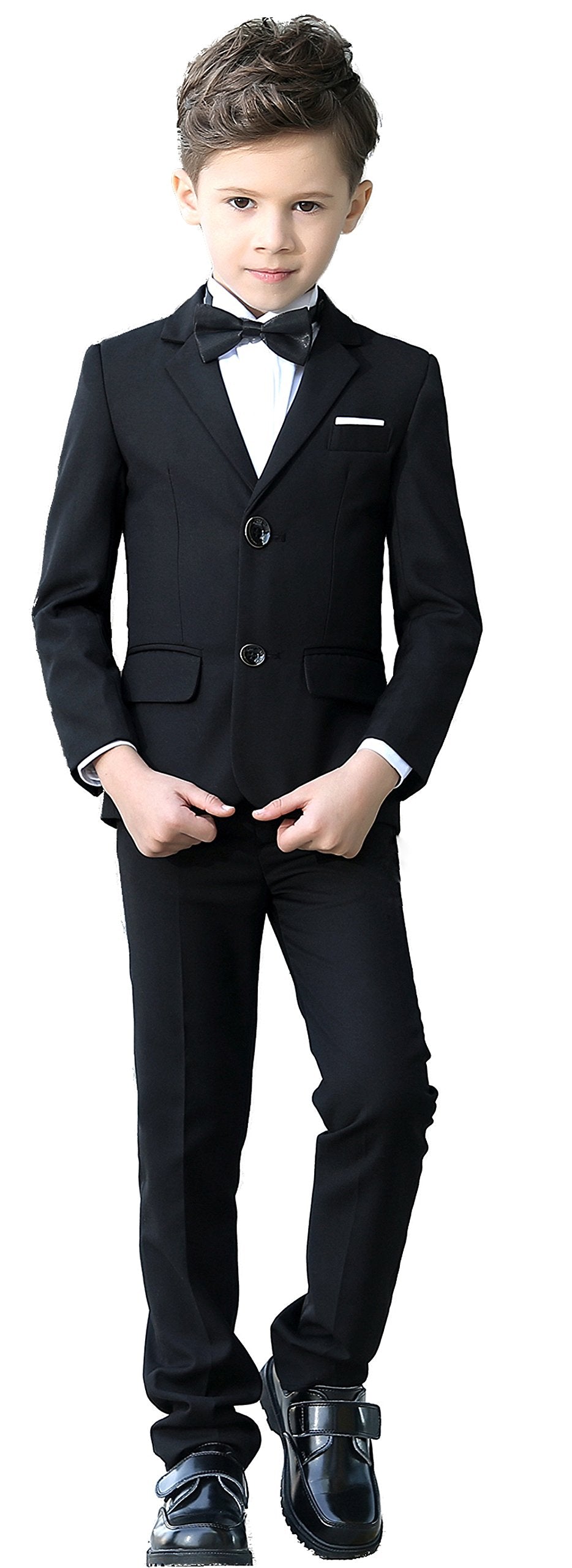 Yuanlu Boys Colorful Formal Suits 5 Piece Slim Fit Dresswear Suit Set (Black, 6)