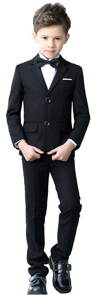 Yuanlu Boys Colorful Formal Suits 5 Piece Slim Fit Dresswear Suit Set (Black, 6)