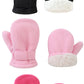 Baby Toddler Mittens Boys Girls Winter Outdoor Gloves Kids Easy-On Fleece Warm Mittens Pink Rose Black 3 Pairs M(1-2 Years)