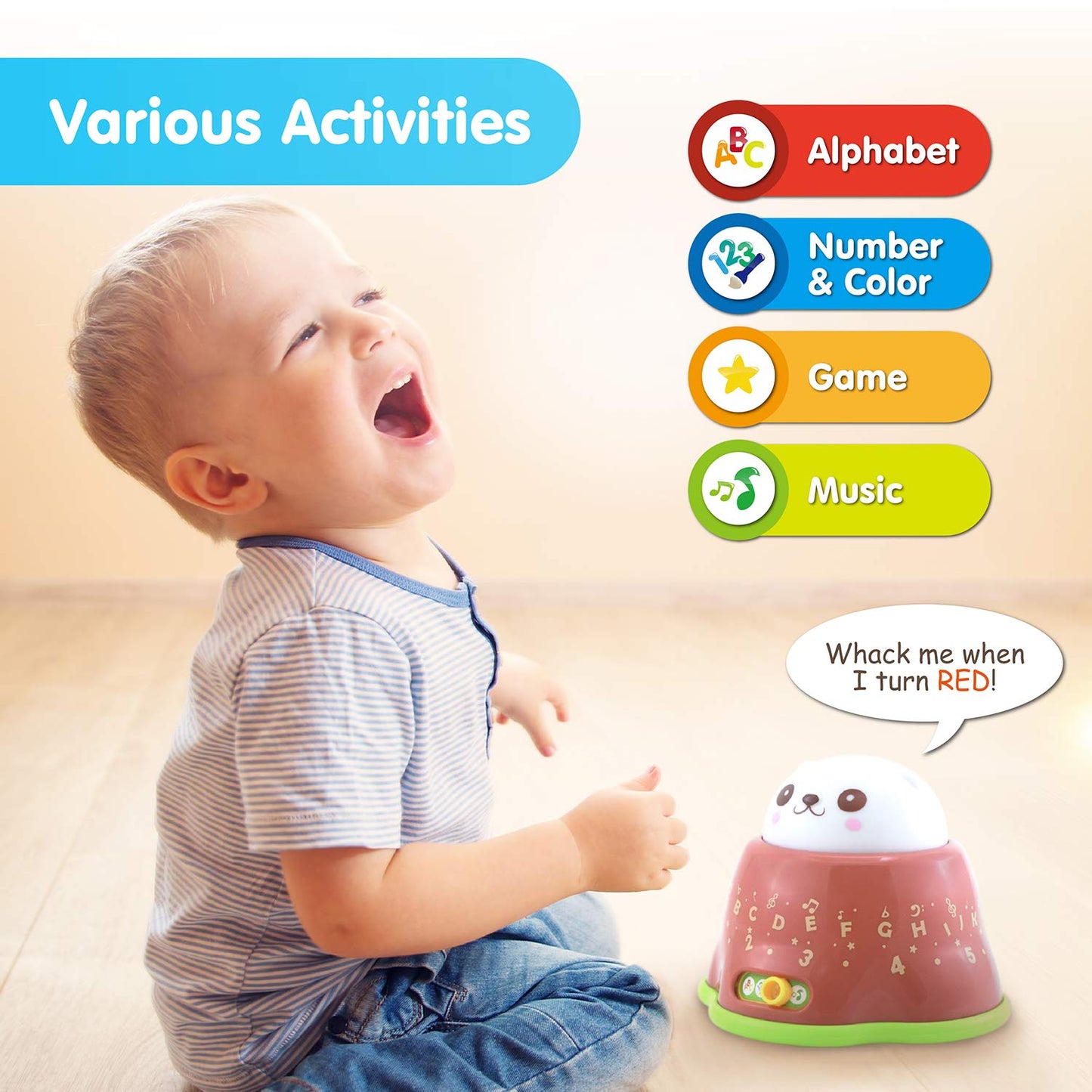 BEST LEARNING Whack and Learn Mole - Educational Interactive Light-Up Toy for Infants Babies Toddlers for 6 Month and up - First