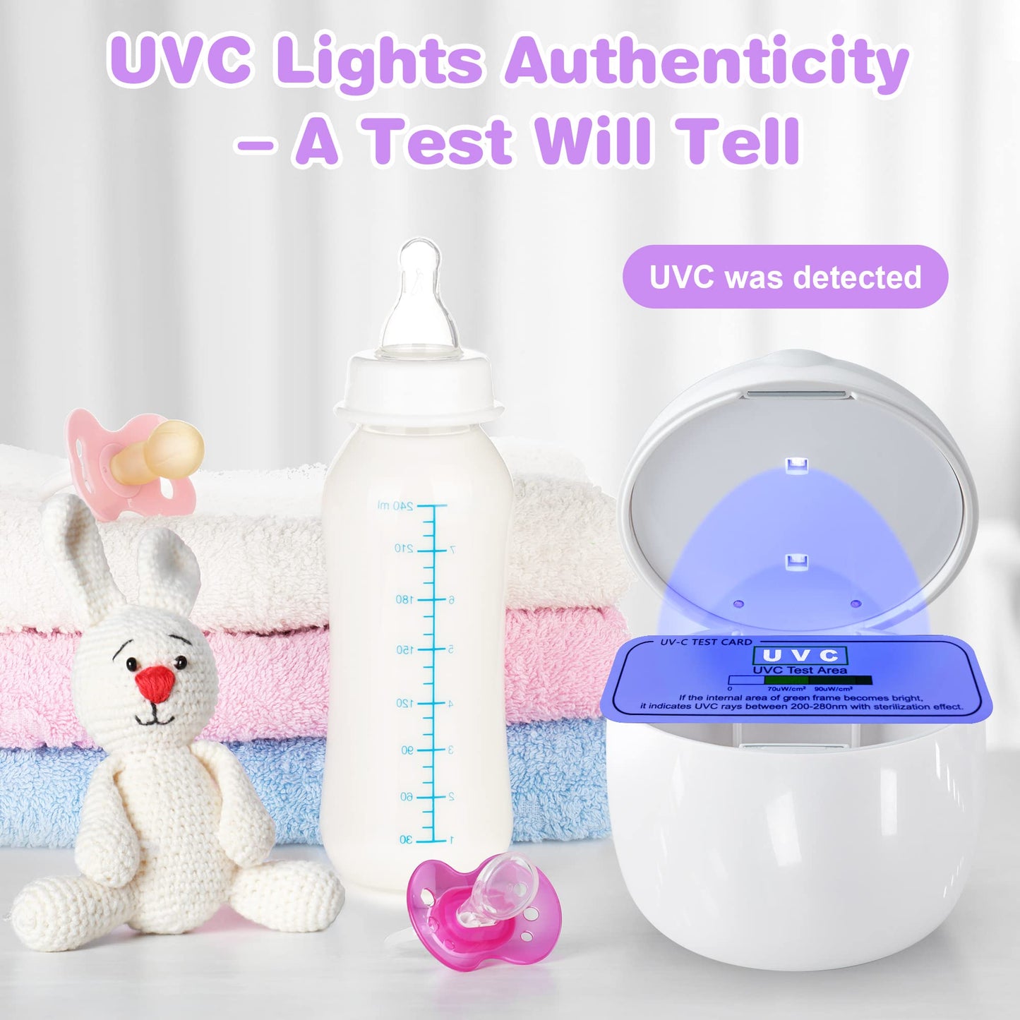 Qualirey Portable Pacifier Disinfection, Mini Uv Light Disinfection, 99.99% Disinfection In 3 Mins, Usb Rechargeable, Mini Uv-C