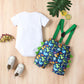Vivifayee Baby Boy First Birthday Outfit Dinosaur Halloween Short Sleeve Bowtie Rompers Shorts Set With Suspenders One Year Old