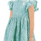 2Bunnies Girl Baby Toddler Vintage Lace Pom Pom Flutter Sleeve Easter Birthday Outfit Dress (Mint, 9/10)